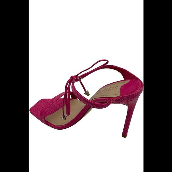 Schutz Leather Heeled Mule Sandals Mavis Paradise Pink - Medium - Picture 2 of 3